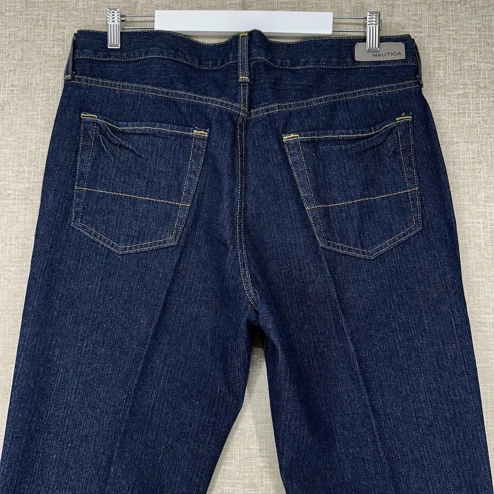 Nautica Jeans Mens 34x32 (Actual 36x32) Blue Dark Wash Classic Straight 5Pocket
